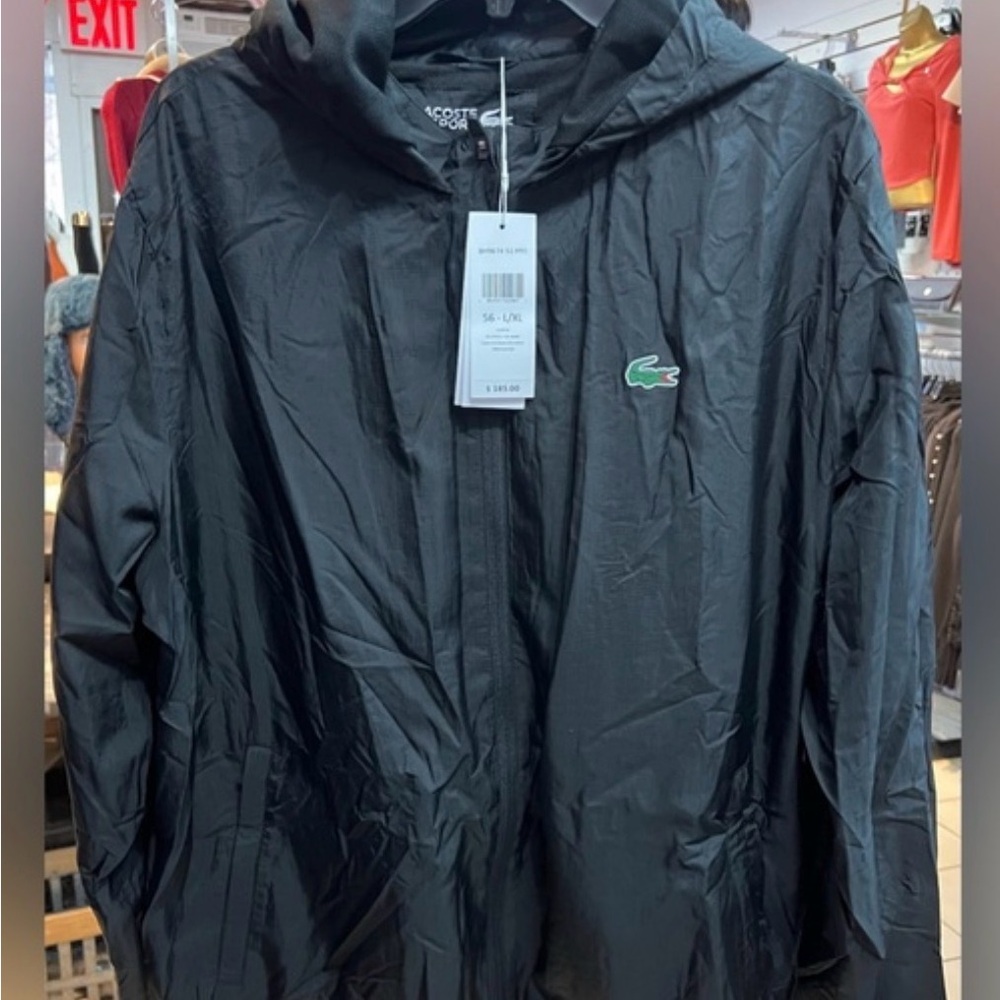 Lacoste Hooded Packable Windbreaker in Black